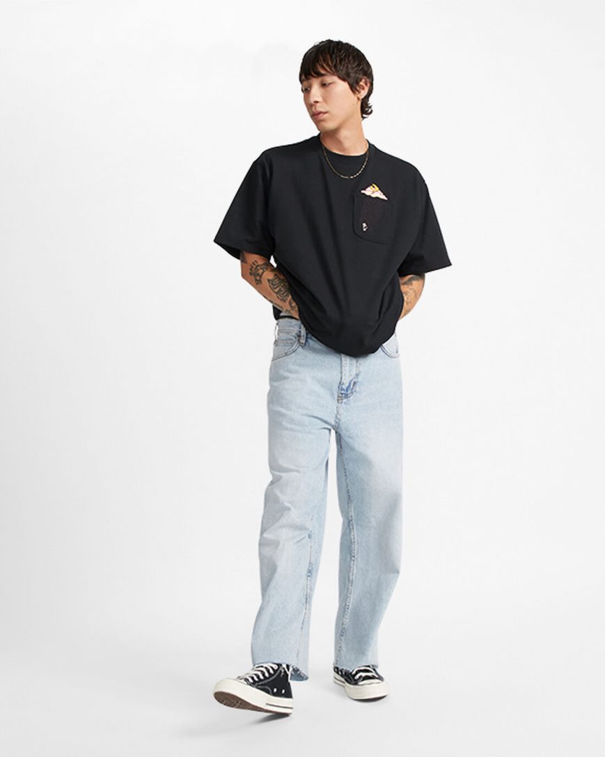 Men's Converse Cloud Pocket Graphic T-Shirts Black | AU 0645EG